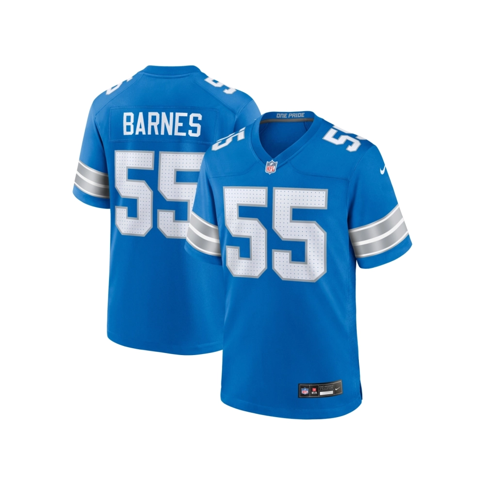 Mens Detroit Lions Derrick Barnes Blue Team Game Jersey