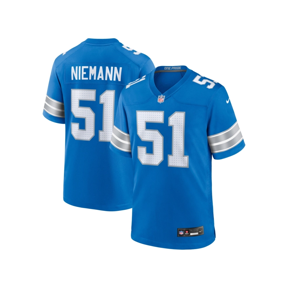 Mens Detroit Lions Ben Niemann Blue Team Game Jersey