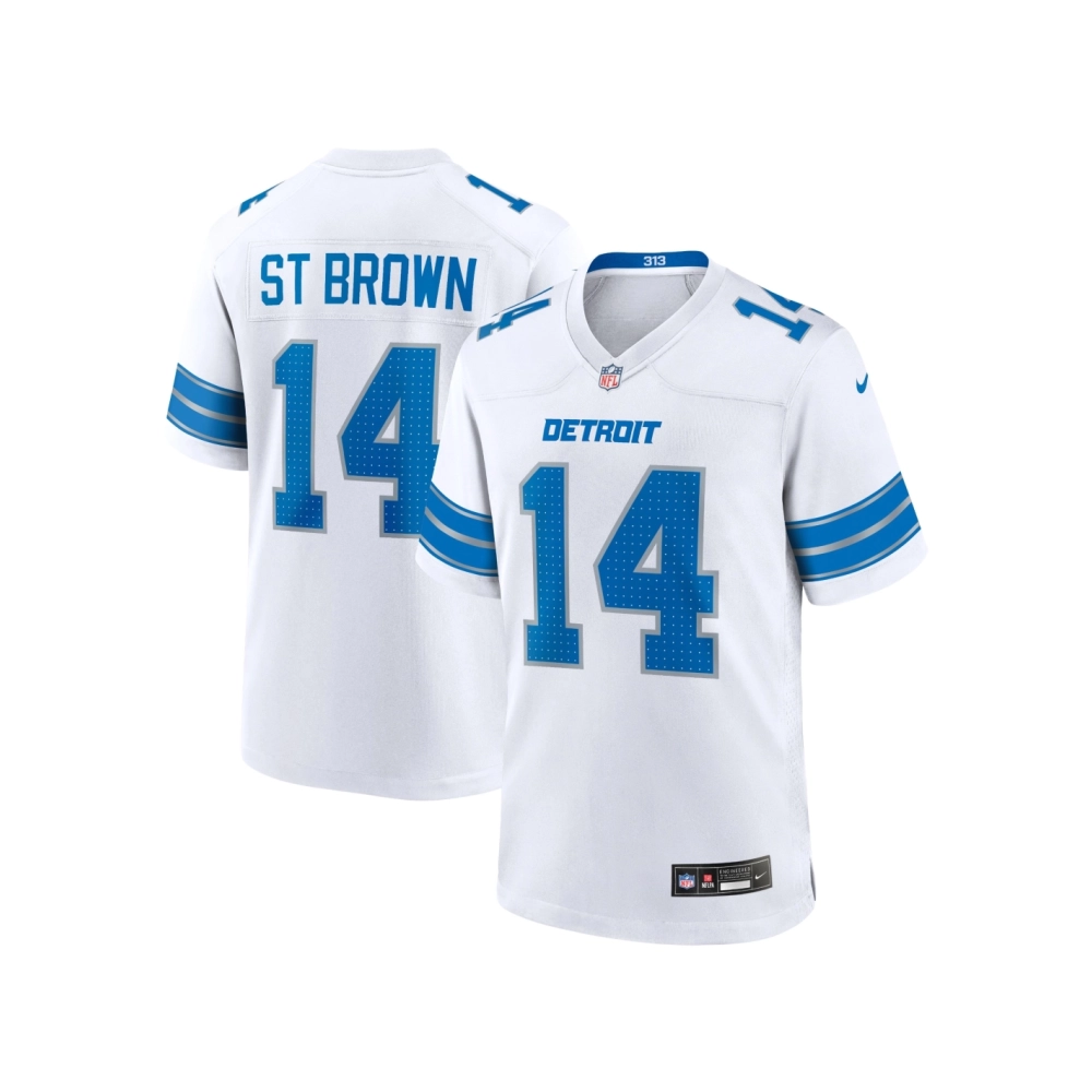 Mens Detroit Lions Amon-Ra St. Brown White Game Jersey