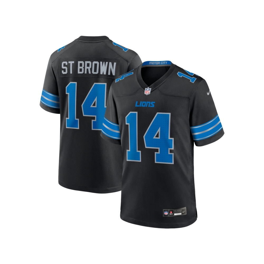 Mens Detroit Lions Amon-Ra St. Brown Black 2nd Alternate Game Jersey