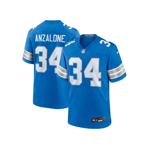 Mens Detroit Lions Alex Anzalone Blue Game Jersey