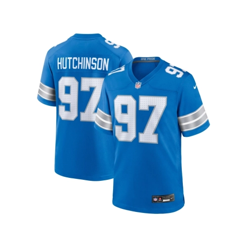 Mens Detroit Lions Aidan Hutchinson Blue Game Jersey