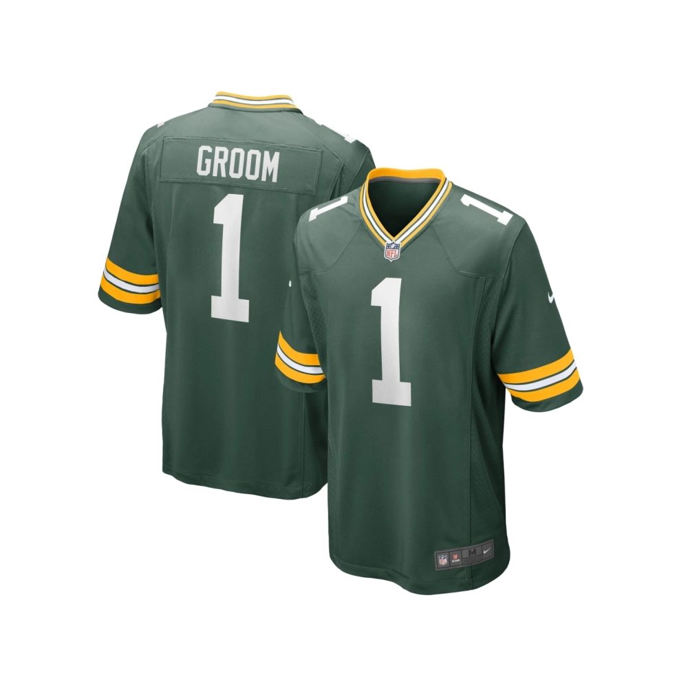 Mens Green Bay Packers Number 1 Groom Green Game Jersey