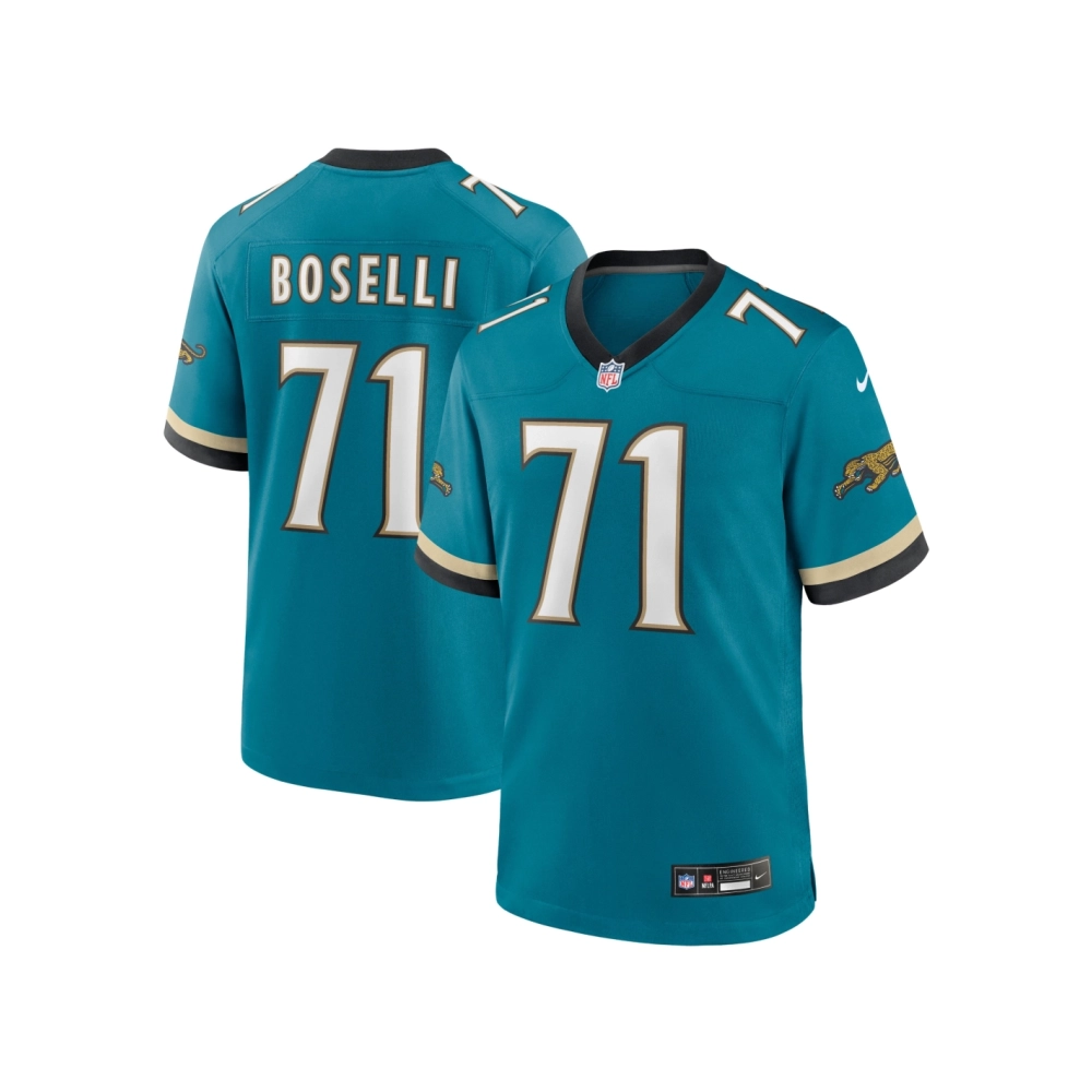Mens Jacksonville Jaguars Tony Boselli Teal Prowler Throwback Retired Player Game Jersey