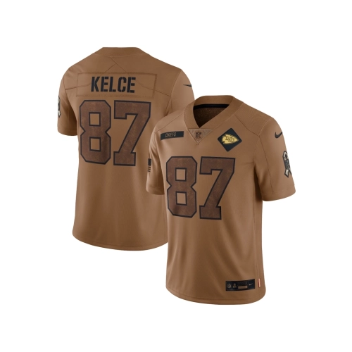Womens Kansas City Chiefs Travis Kelce Brown 2023 Salute To Service Limited Jersey
