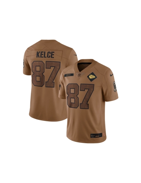 Womens Kansas City Chiefs Travis Kelce Brown 2023 Salute To Service Limited Jersey