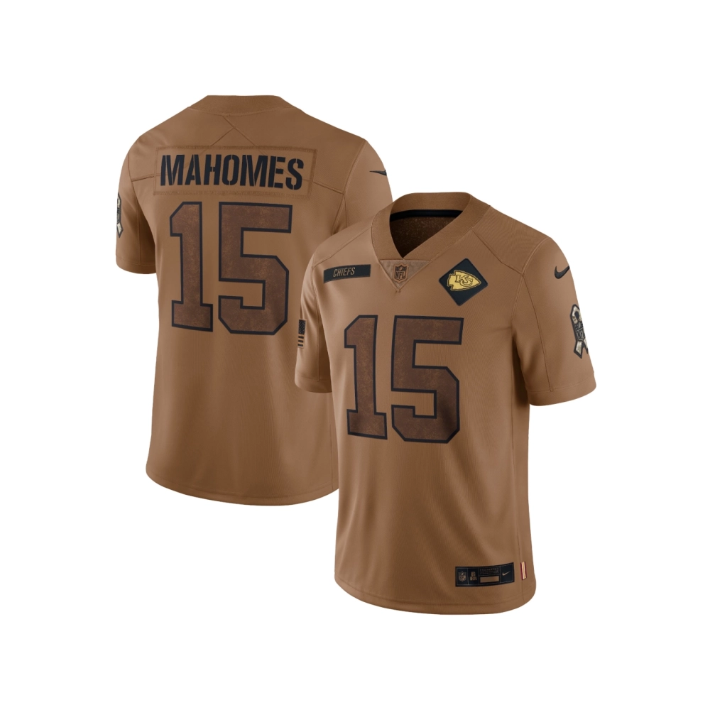 Womens Kansas City Chiefs Patrick Mahomes Brown 2023 Salute To Service Limited Jersey