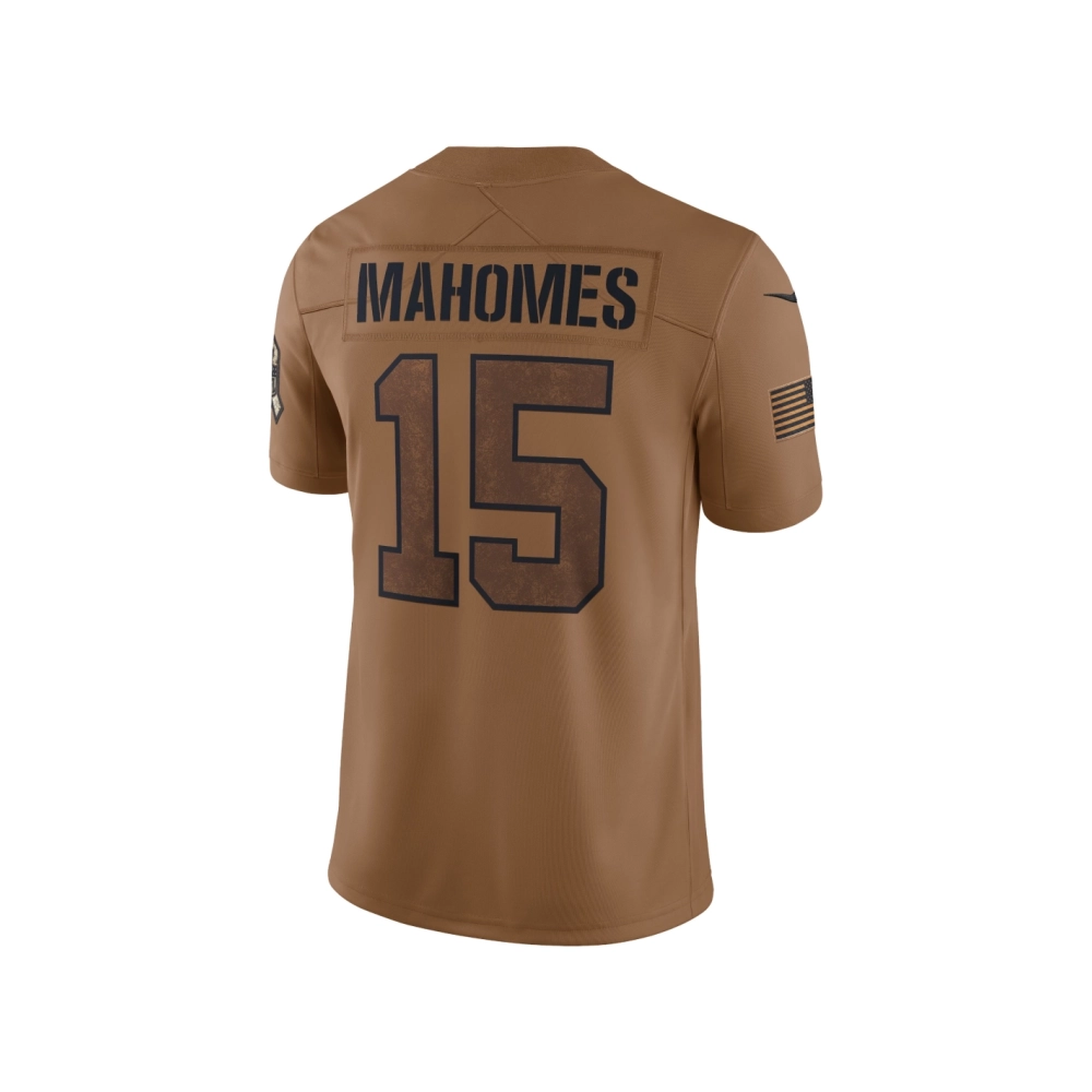 Womens Kansas City Chiefs Patrick Mahomes Brown 2023 Salute To Service Limited Jersey