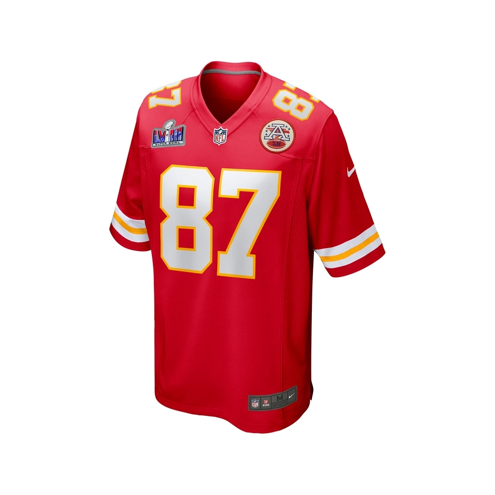 Mens Kansas City Chiefs Travis Kelce Red Super Bowl LVIII Game Jersey