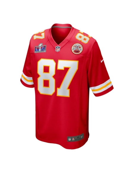 Mens Kansas City Chiefs Travis Kelce Red Super Bowl LVIII Game Jersey