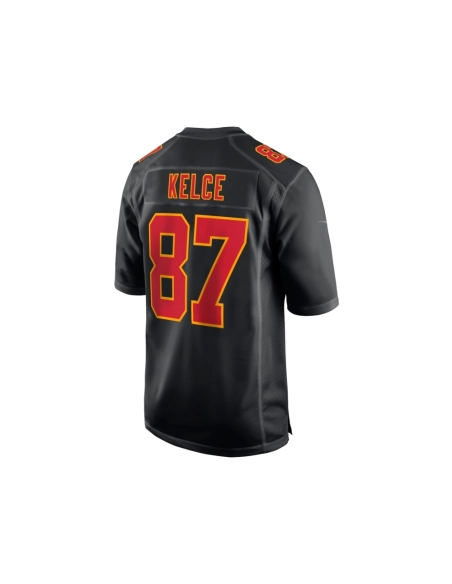 Mens Kansas City Chiefs Travis Kelce Black Super Bowl LVIII Carbon Fashion Game Player Jersey