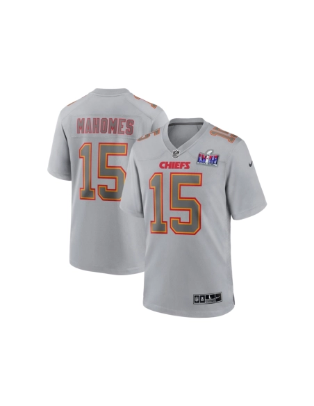 Mens Kansas City Chiefs Patrick Mahomes Gray Super Bowl LVIII Atmosphere Fashion Game Jersey