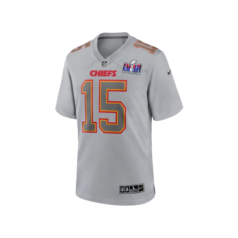 Mens Kansas City Chiefs Patrick Mahomes Gray Super Bowl LVIII Atmosphere Fashion Game Jersey