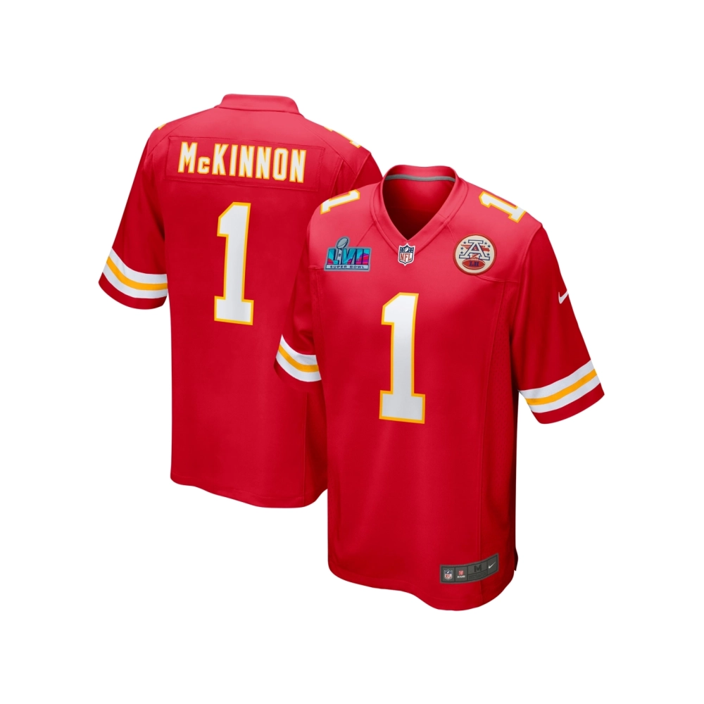 Mens Kansas City Chiefs Jerick McKinnon Red Super Bowl LVII (2022 Season) Patch Game Jersey