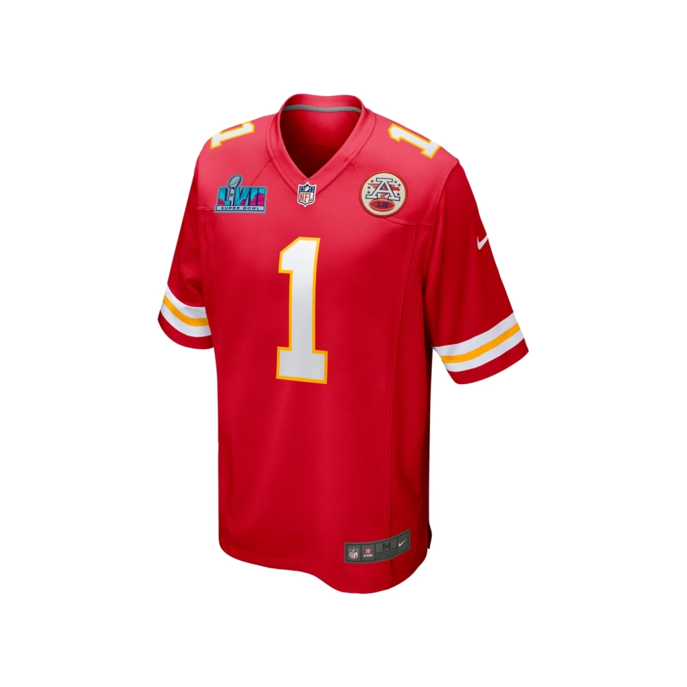 Mens Kansas City Chiefs Jerick McKinnon Red Super Bowl LVII (2022 Season) Patch Game Jersey