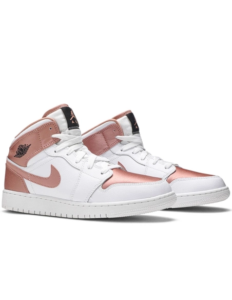 AIR JORDAN 1 MID GS WHITE ROSE GOLD 555112 190,AIR JORDAN 1 MID,Air Jordan