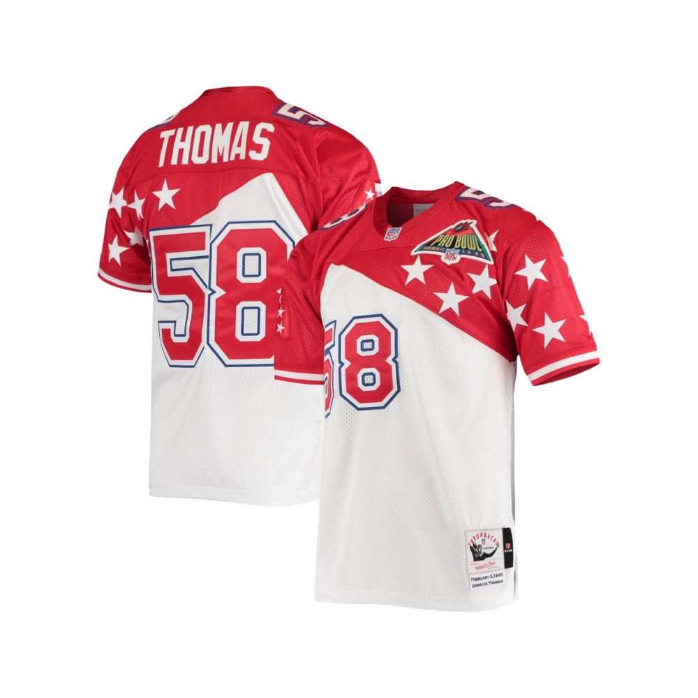Mens Kansas City Chiefs AFC Derrick Thomas WhiteRed 1995 Pro Bowl Jersey