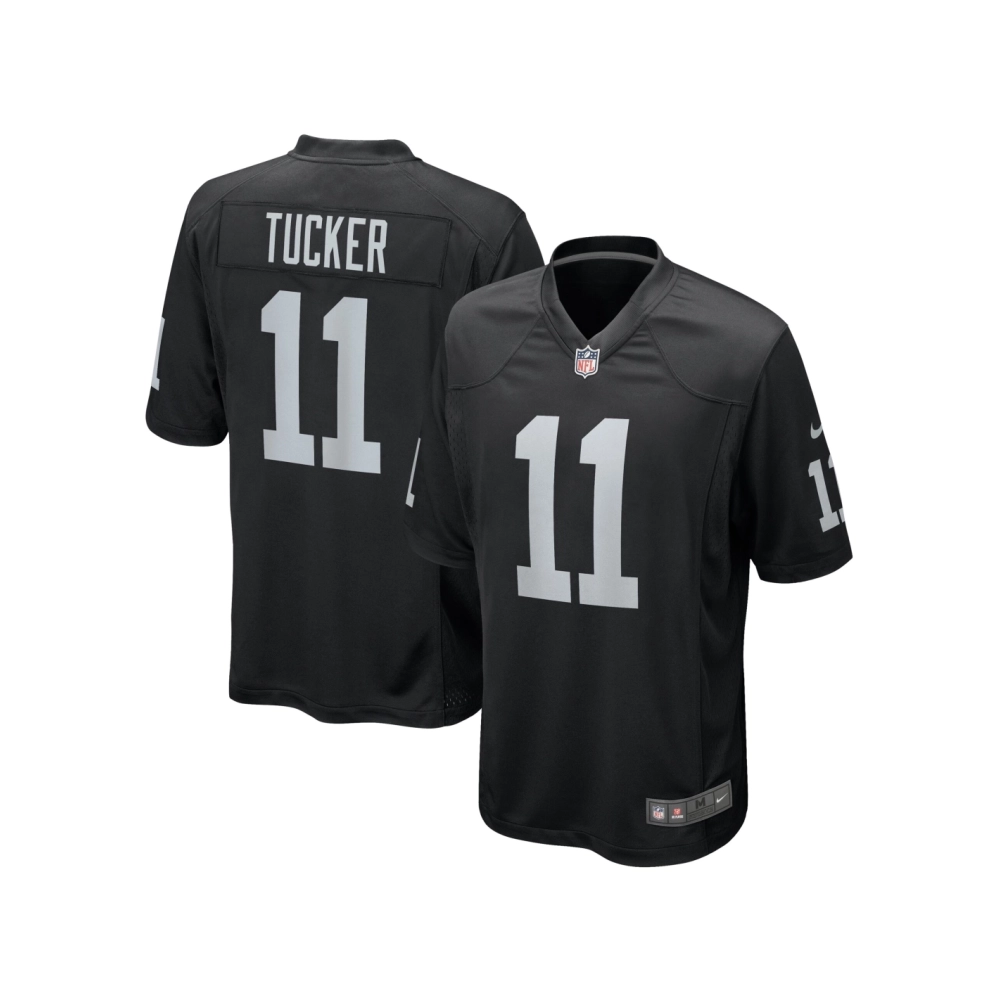 Mens Las Vegas Raiders Tre Tucker Black Team Game Jersey