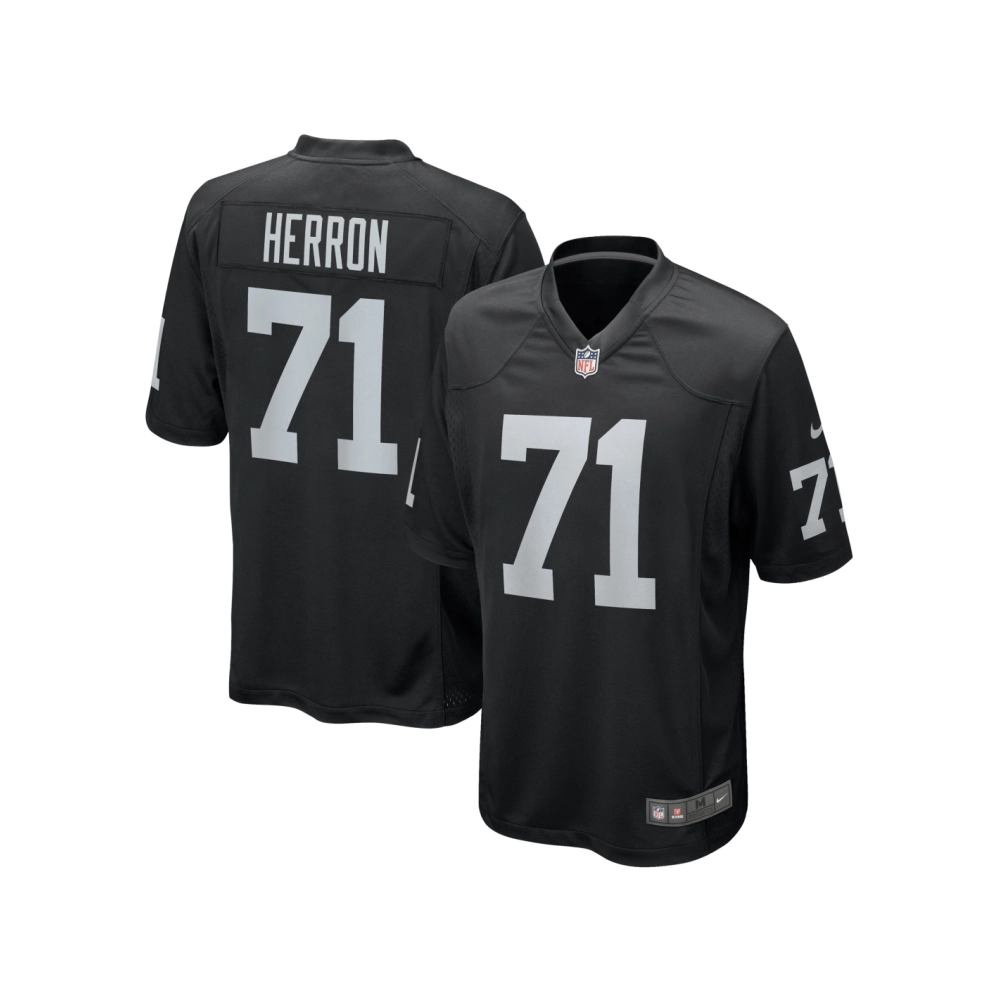 Mens Las Vegas Raiders Justin Herron Black Team Game Jersey