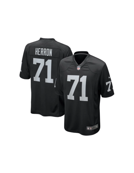 Mens Las Vegas Raiders Justin Herron Black Team Game Jersey
