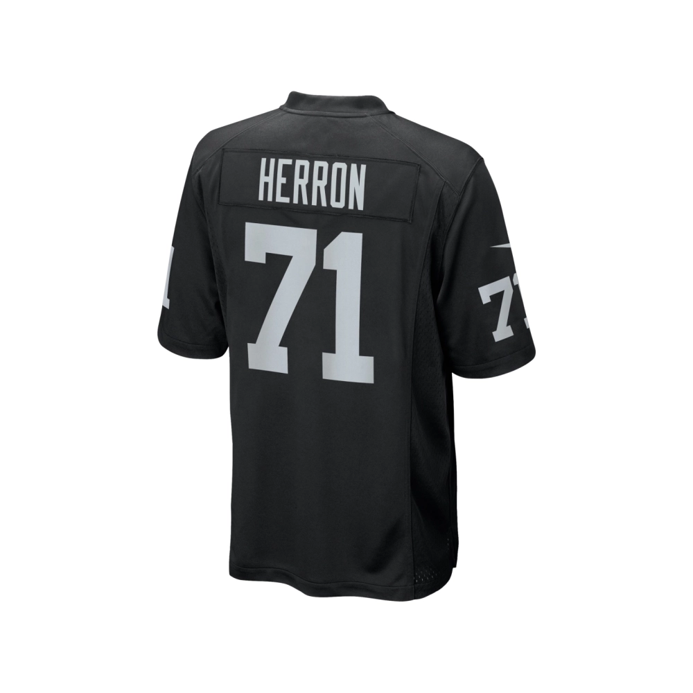 Mens Las Vegas Raiders Justin Herron Black Team Game Jersey