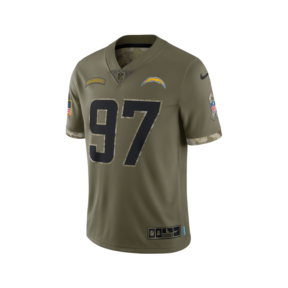 Mens Los Angeles Chargers Olive 2022 Salute To Service Limited Jersey