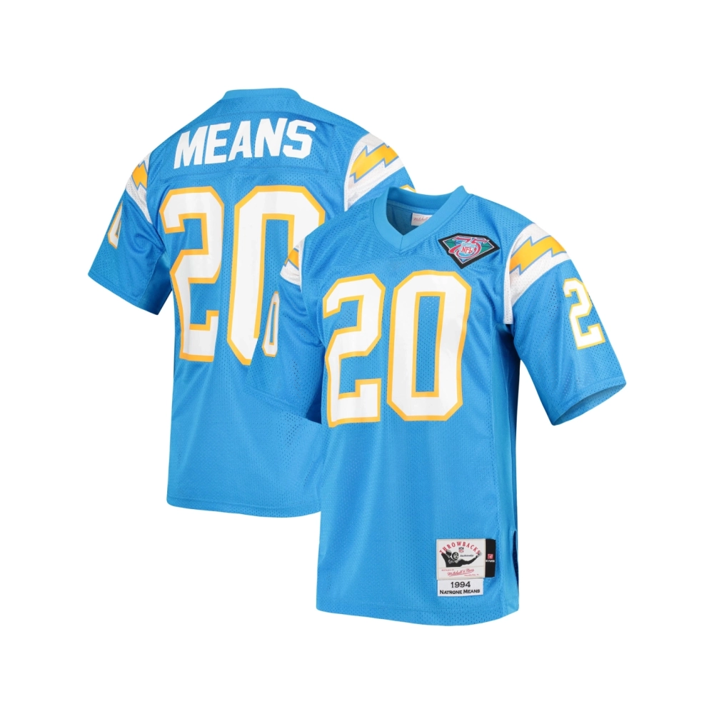 Mens Los Angeles Chargers 1994 Natrone Means Powder Blue Throwback Retired Player Jersey