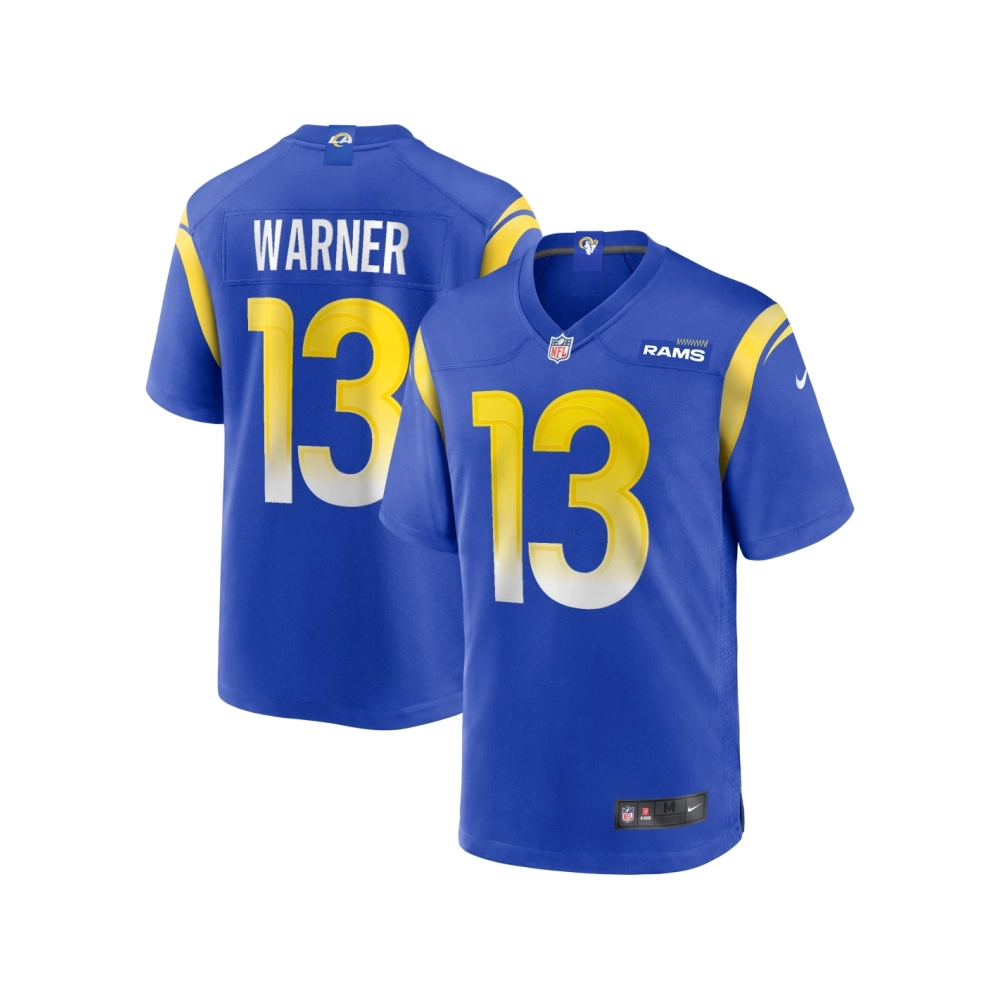 Mens Los Angeles Rams Kurt Warner Royal Game Retired Player Jersey