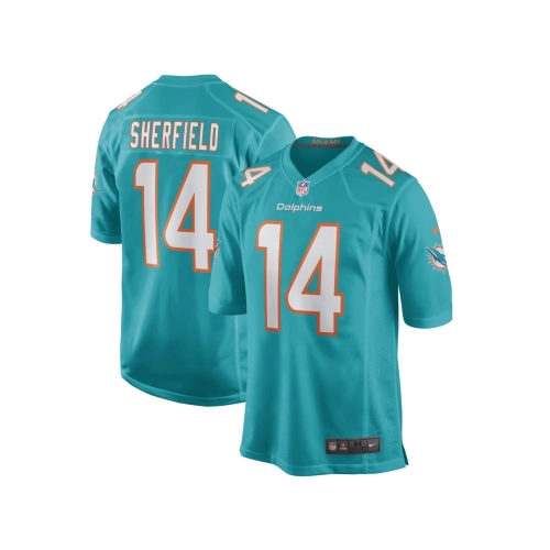 Mens Miami Dolphins Trent Sherfield Aqua Game Player Jersey