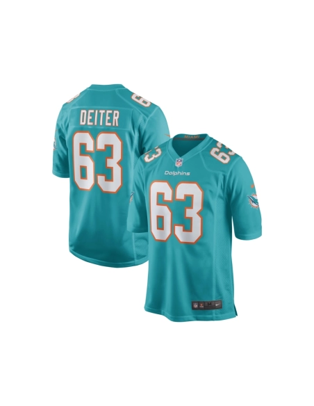 Mens Miami Dolphins Michael Deiter Aqua Game Jersey