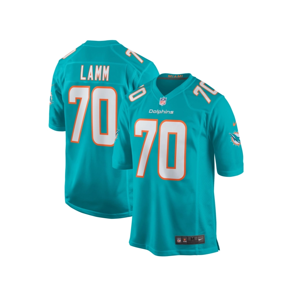 Mens Miami Dolphins Kendall Lamm Aqua Home Game Player Jersey