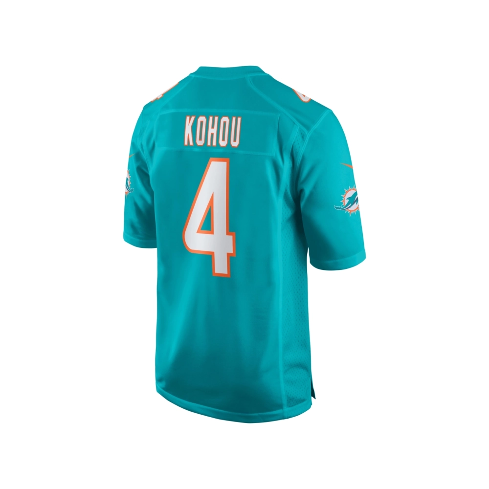 Mens Miami Dolphins Kader Kohou Aqua Game Player Jersey