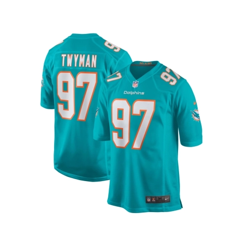 Mens Miami Dolphins Jaylen Twyman Aqua Home Game Player Jersey