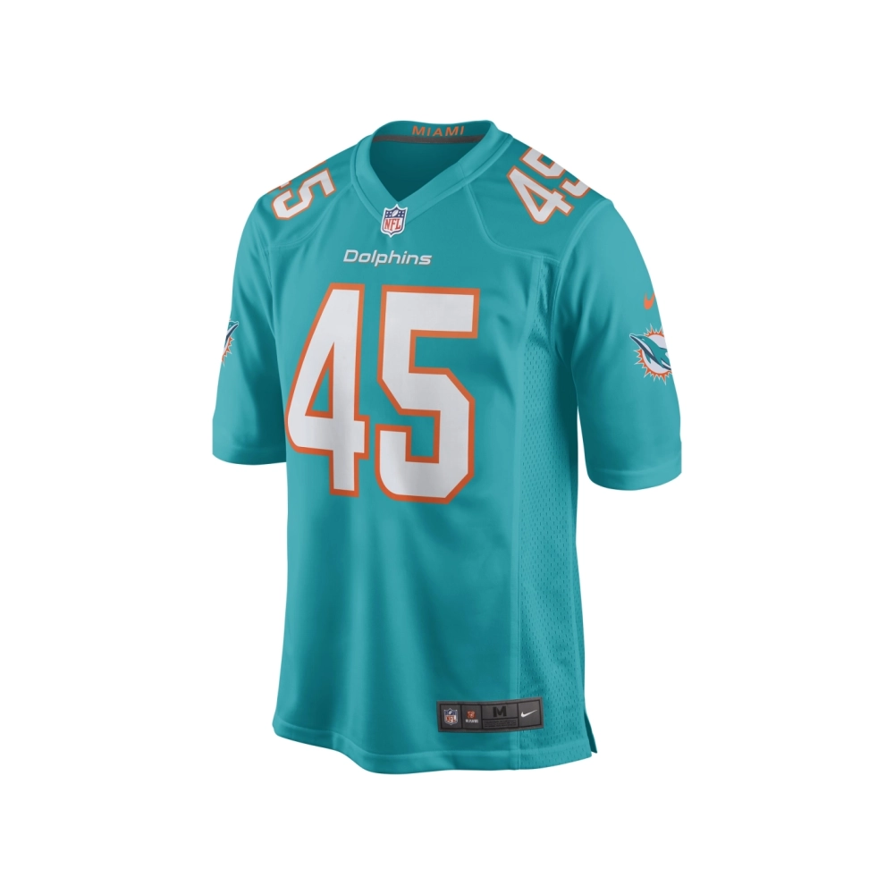 Mens Miami Dolphins Duke Riley Aqua Game Jersey