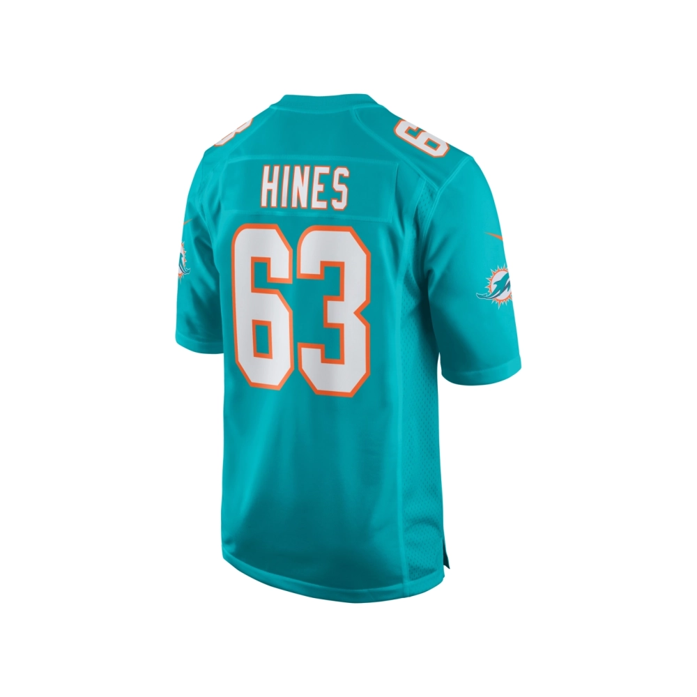 Mens Miami Dolphins Chasen Hines Aqua Team Game Jersey