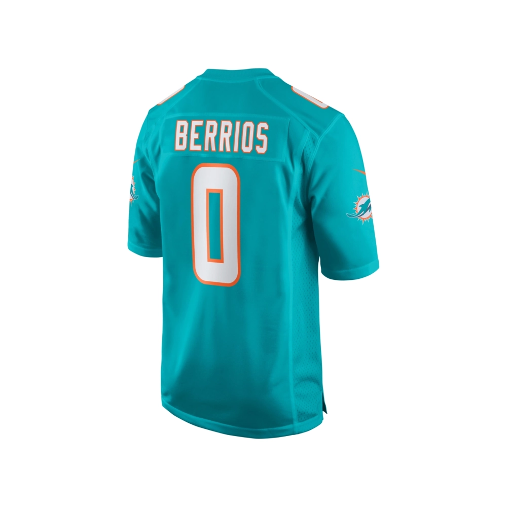 Mens Miami Dolphins Braxton Berrios Aqua Game Jersey