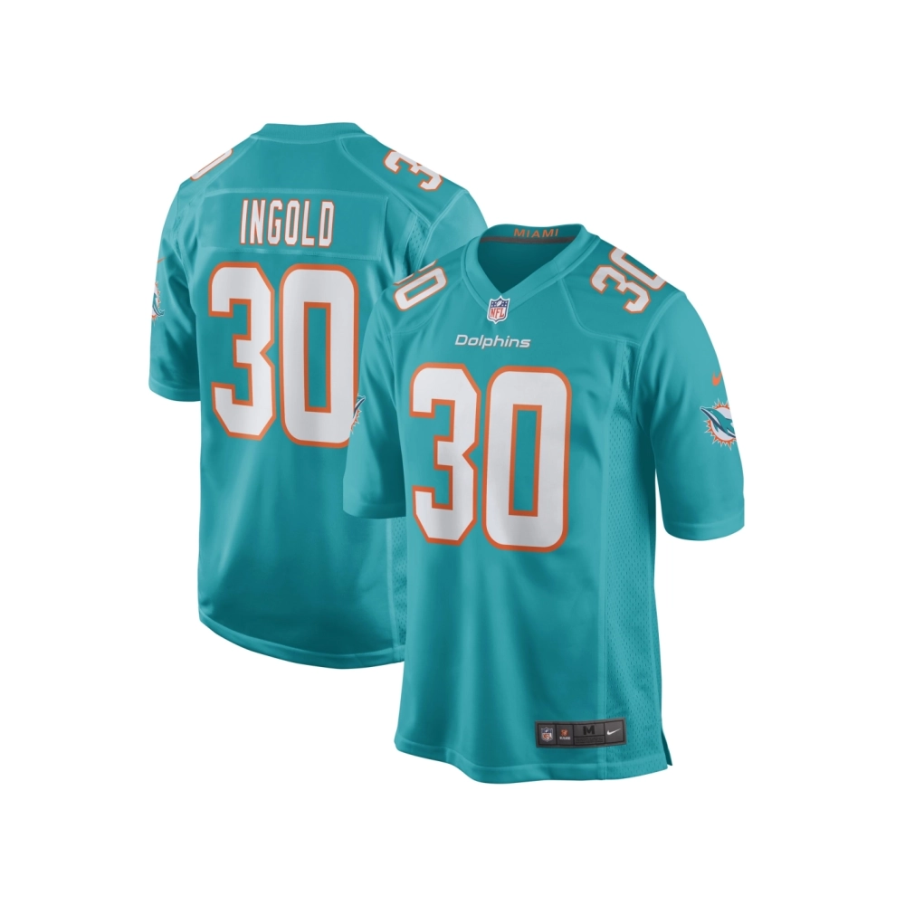 Mens Miami Dolphins Alec Ingold Aqua Game Player Jersey