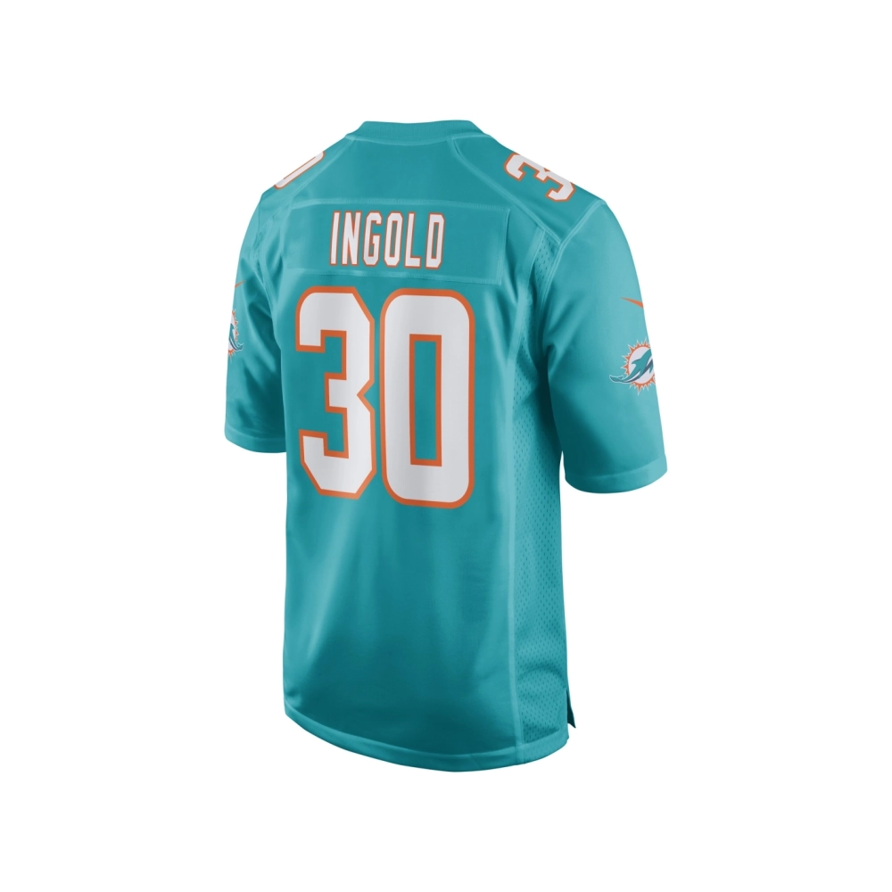 Mens Miami Dolphins Alec Ingold Aqua Game Player Jersey