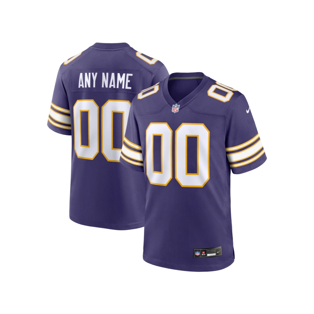 Mens Minnesota Vikings Purple Classic Custom Game Jersey