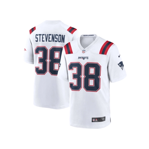 Mens New England Patriots Rhamondre Stevenson White Game Player Jersey