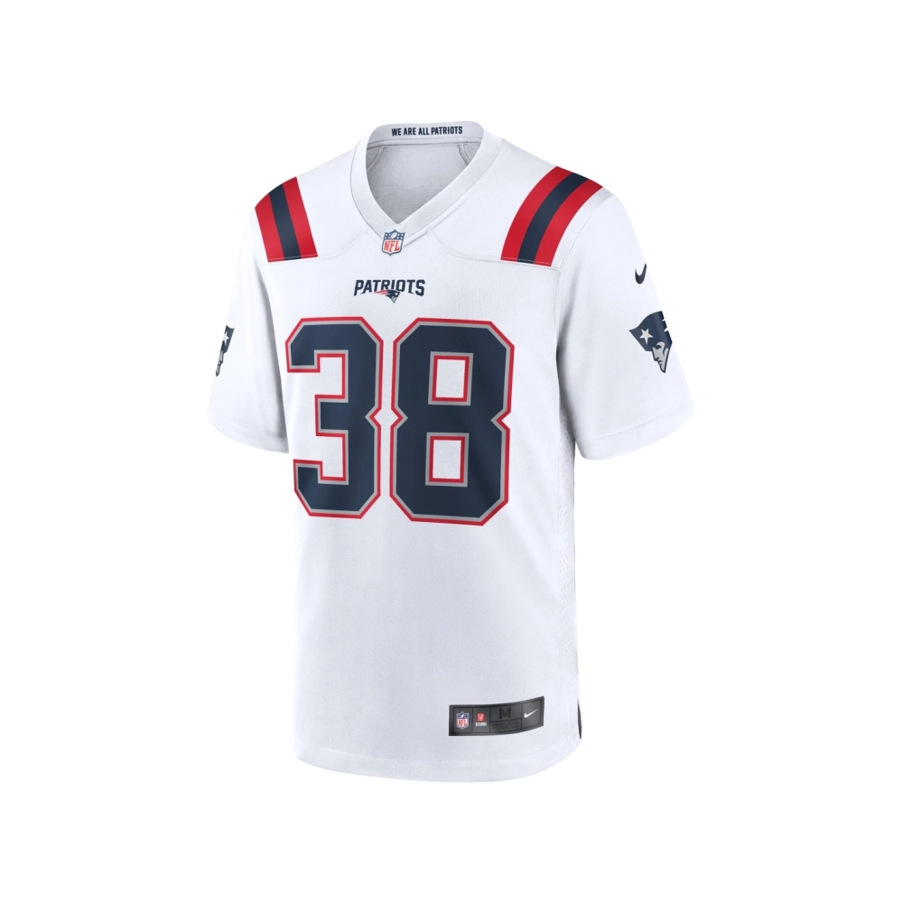 Mens New England Patriots Rhamondre Stevenson White Game Player Jersey