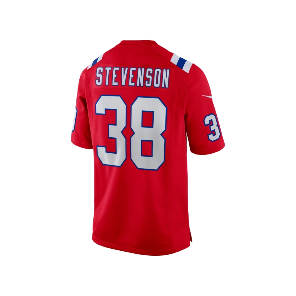 Mens New England Patriots Rhamondre Stevenson Red Alternate Game Player Jersey