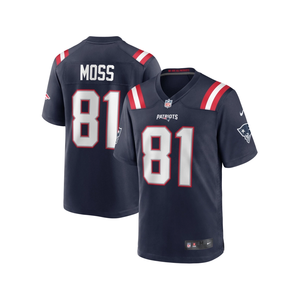 Mens New England Patriots Randy Moss Navy Game Retired Player Jersey
