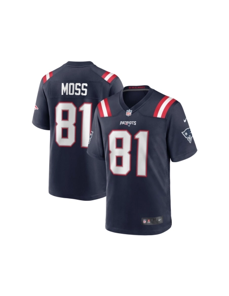 Mens New England Patriots Randy Moss Navy Game Retired Player Jersey