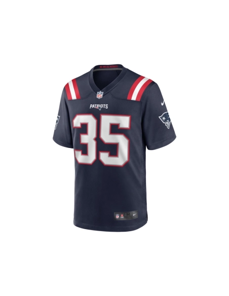 Mens New England Patriots Pierre Strong Jr. Navy Game Player Jersey