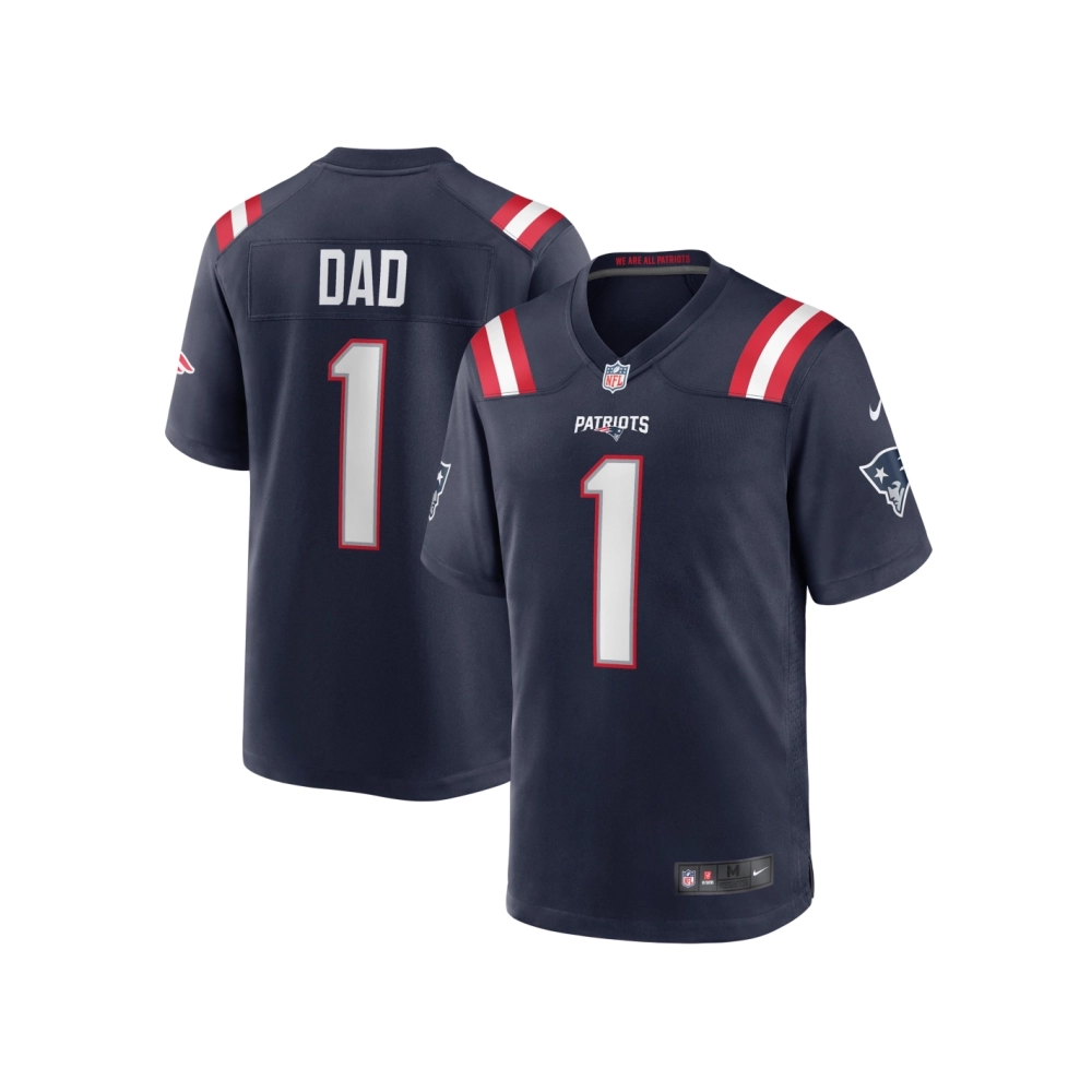 Mens New England Patriots Number 1 Dad Navy Game Jersey
