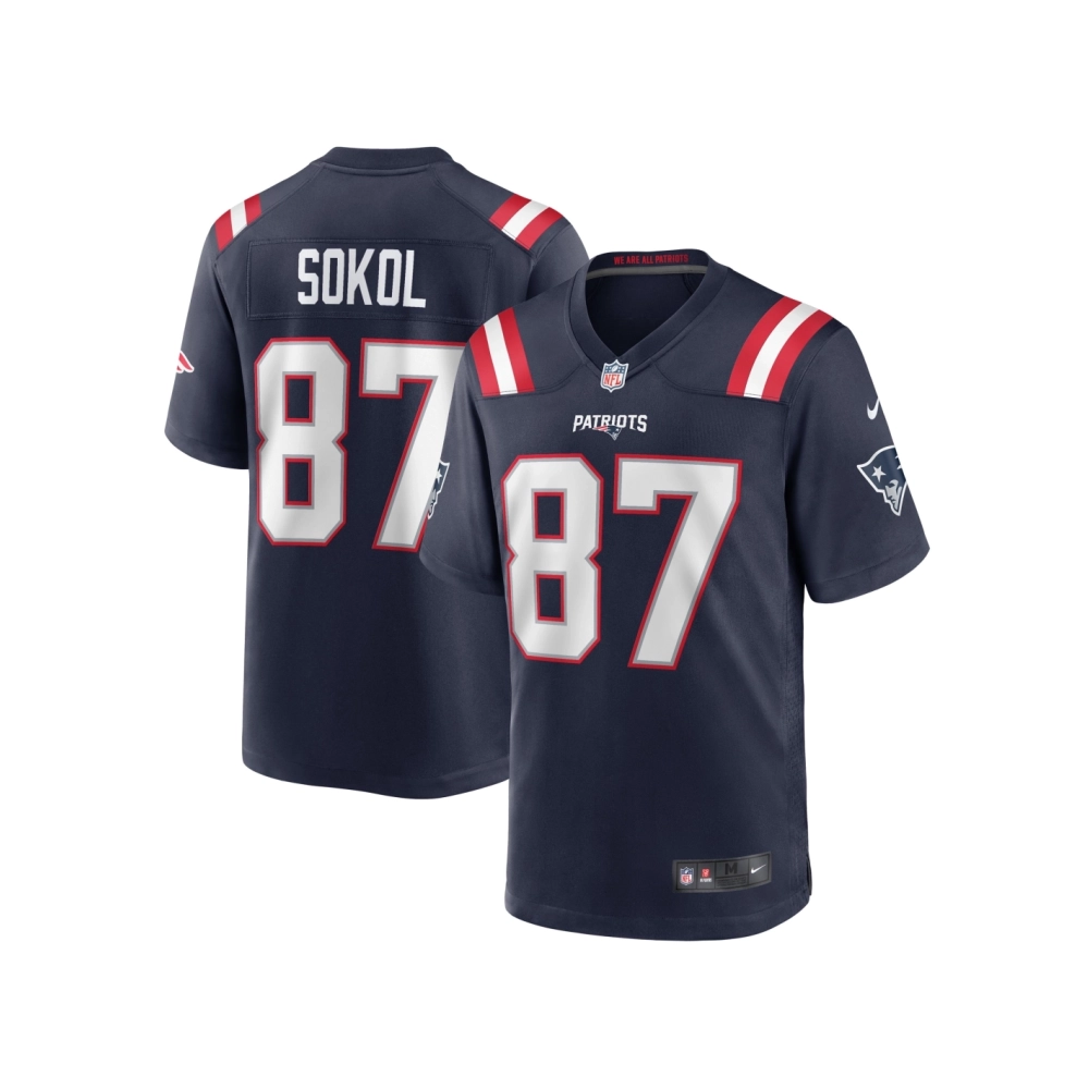 Mens New England Patriots Matt Sokol Navy Game Player Jersey