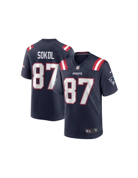 Mens New England Patriots Matt Sokol Navy Game Player Jersey