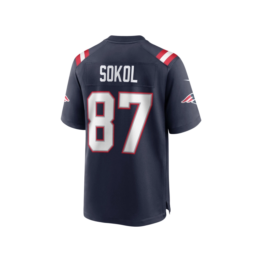 Mens New England Patriots Matt Sokol Navy Game Player Jersey