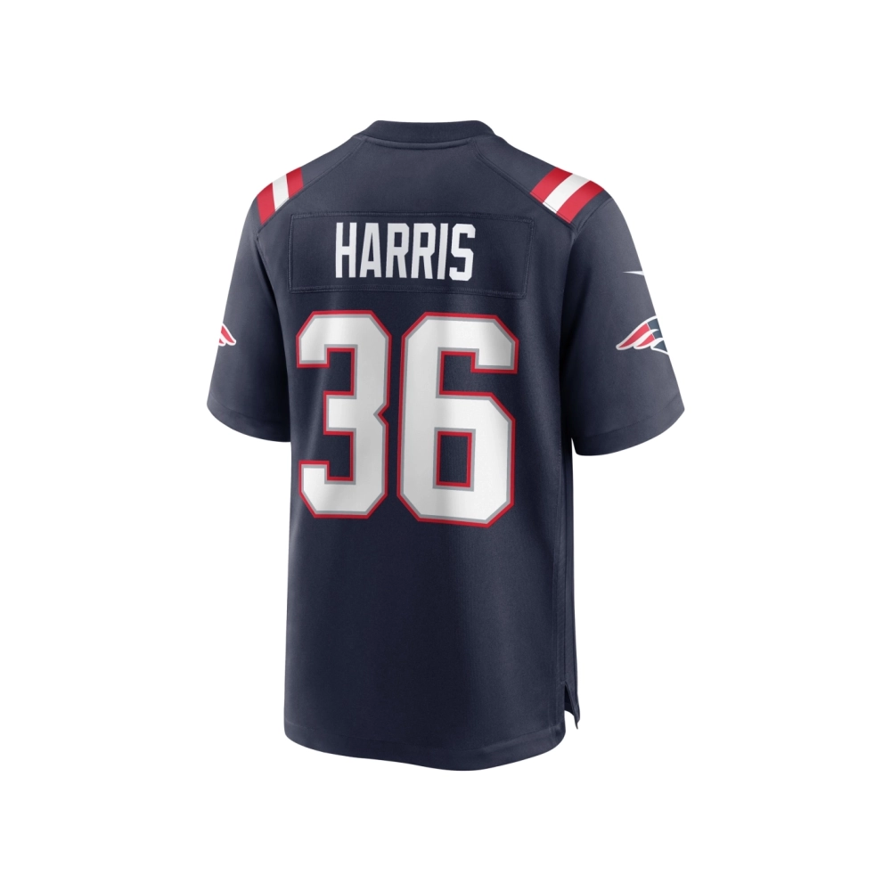 Mens New England Patriots Kevin Harris Navy Game Player Jersey